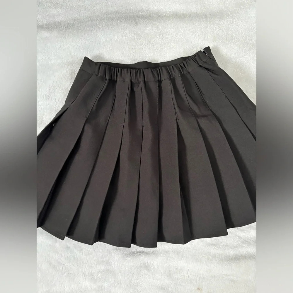 Pleated Mini Skirt with Shorts Black‎ Schoolgirl Cosplay Skater